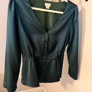 J. Crew emerald green peplum blouse